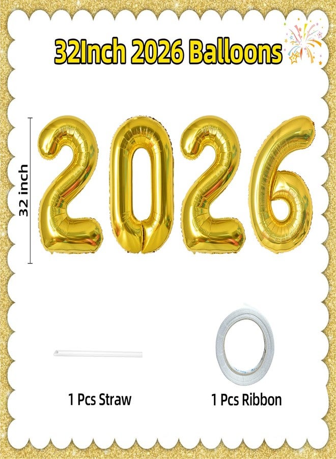 KALOR 32 Inch 2026 Gold Foil Number Balloons, 2026 New Years Decorations for 2026 Happy New Year Eve and Graduations Party Supplies - Image 2